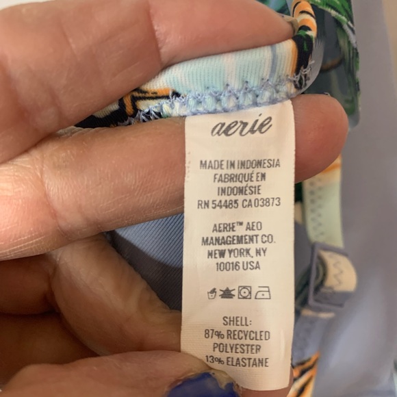 Aerie Hawaiian Print Ruffle Longline Swim Top - Picture 4 of 5